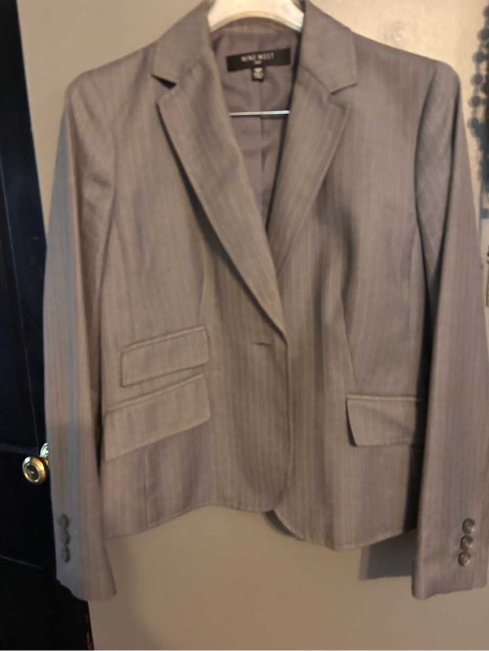 Nine West Gray Pinstripe Women's Blazer